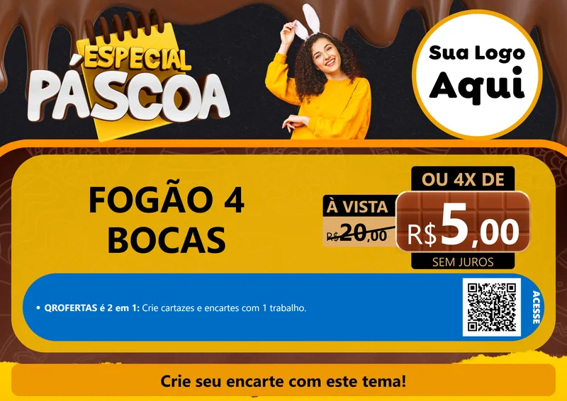 Modelo de Cartaz para Cartaz A4 Horizontal com o tema Especial Páscoa para Móveis e Eletro