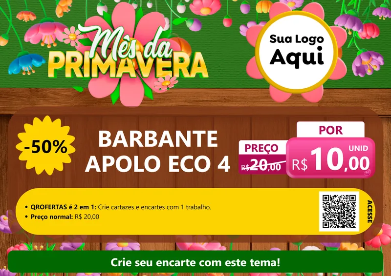 Modelo de Cartaz para Cartaz A4 Horizontal com o tema Mês da Primavera para Armarinho e Aviamentos