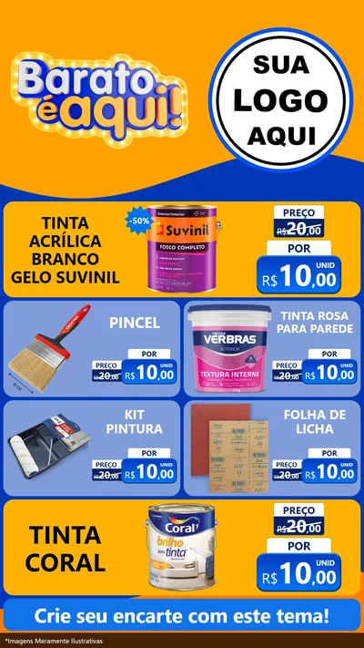 Modelo de TV para TV Vertical com o tema Barato é aqui para Tintas e Ferramentas