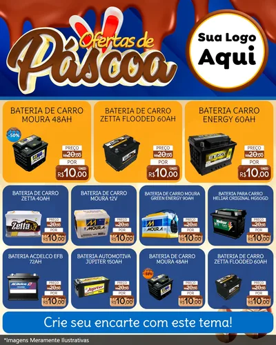 Modelo de Rede Social para Feed Instagram com o tema Ofertas de Páscoa para Baterias Elétricas