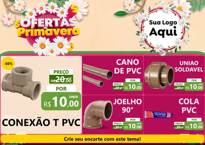Modelo de Encarte para Encarte A4 Horizontal com o tema Ofertas de Primavera para Tubos e conexões