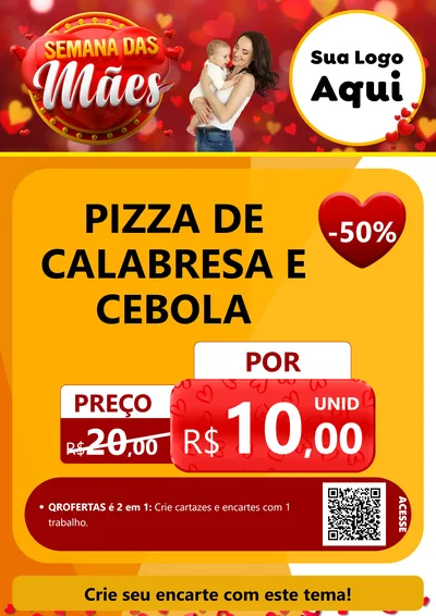 Modelo de Cartaz para Cartaz A4 Vertical com o tema Semana das Mães para Pizzaria