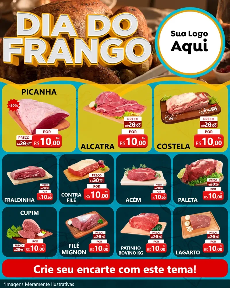 Modelo de Rede Social para Feed Instagram com o tema Dia Do Frango para Açougue