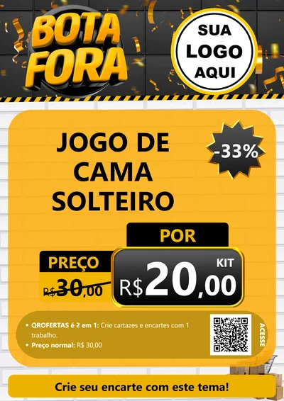 Modelo de Cartaz para Cartaz A4 Vertical com o tema Bota Fora para Cama, Mesa e Banho