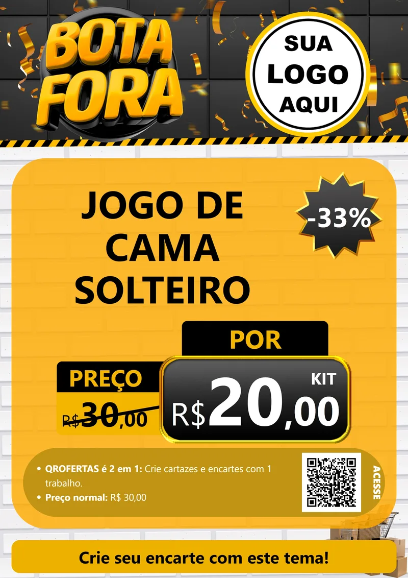 Modelo de Cartaz para Cartaz A4 Vertical com o tema Bota Fora para Cama, Mesa e Banho