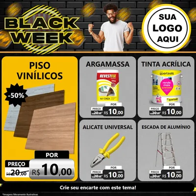Modelo de Rede Social para Feed Facebook com o tema Black Week para Material para Construção