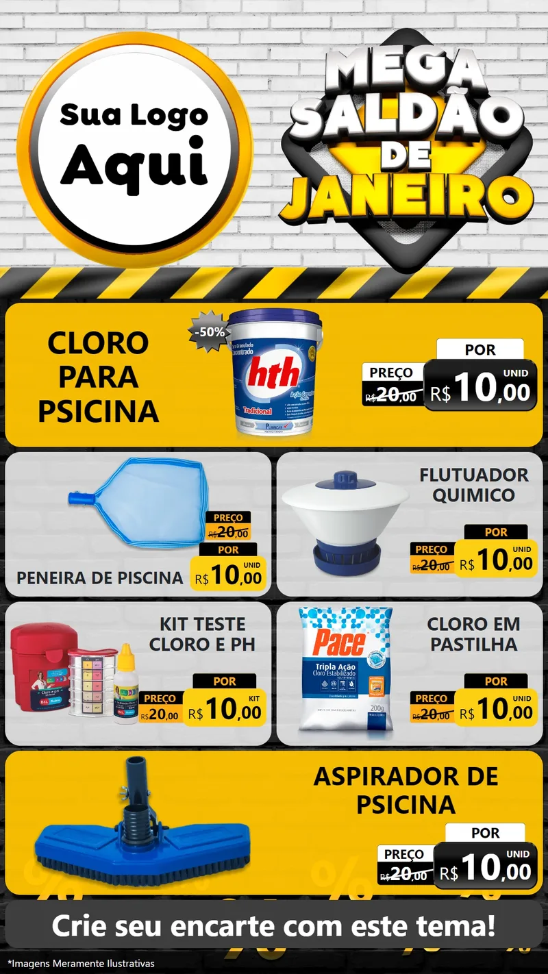 Modelo de TV para TV Vertical com o tema Mega Saldão de Janeiro para Produtos para Piscina