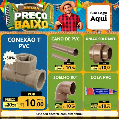 Modelo de Rede Social para Feed Facebook com o tema Arraiá de Preço Baixo - Junina para Tubos e conexões