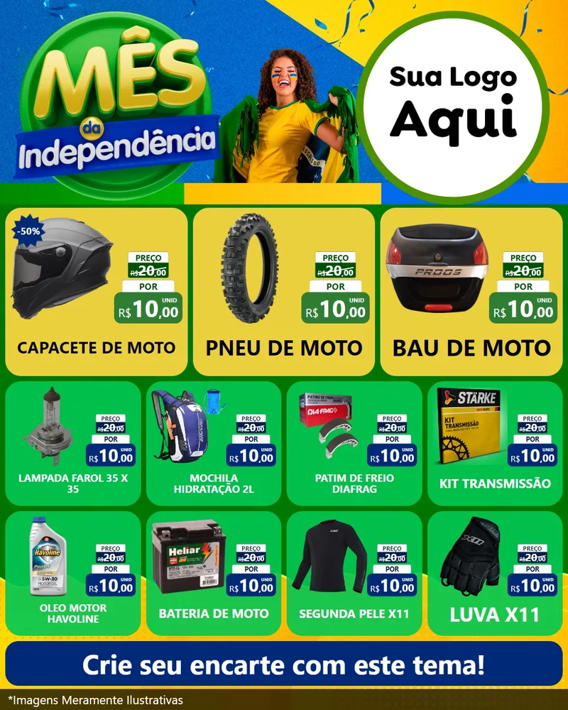 Modelo de Rede Social para Feed Instagram com o tema Mês da Independência para Moto peças