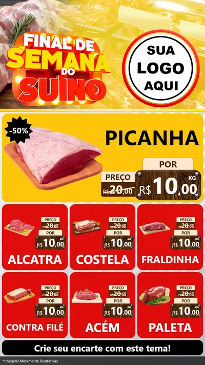 Modelo de Rede Social para Stories com o tema Final de Semana do Suíno para Açougue