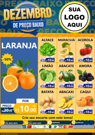 Modelo de Encarte para Encarte A4 Vertical com o tema Dezembro de Preço Baixo para Hortifrúti