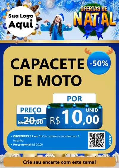 Modelo de Cartaz para Cartaz A4 Vertical com o tema Ofertas de Natal para Moto peças