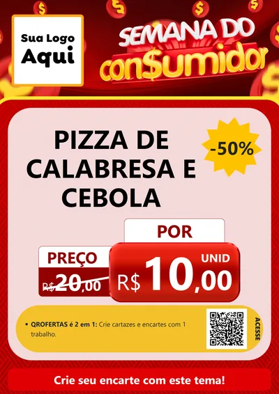 Modelo de Cartaz para Cartaz A4 Vertical com o tema Semana do Consumidor para Pizzaria