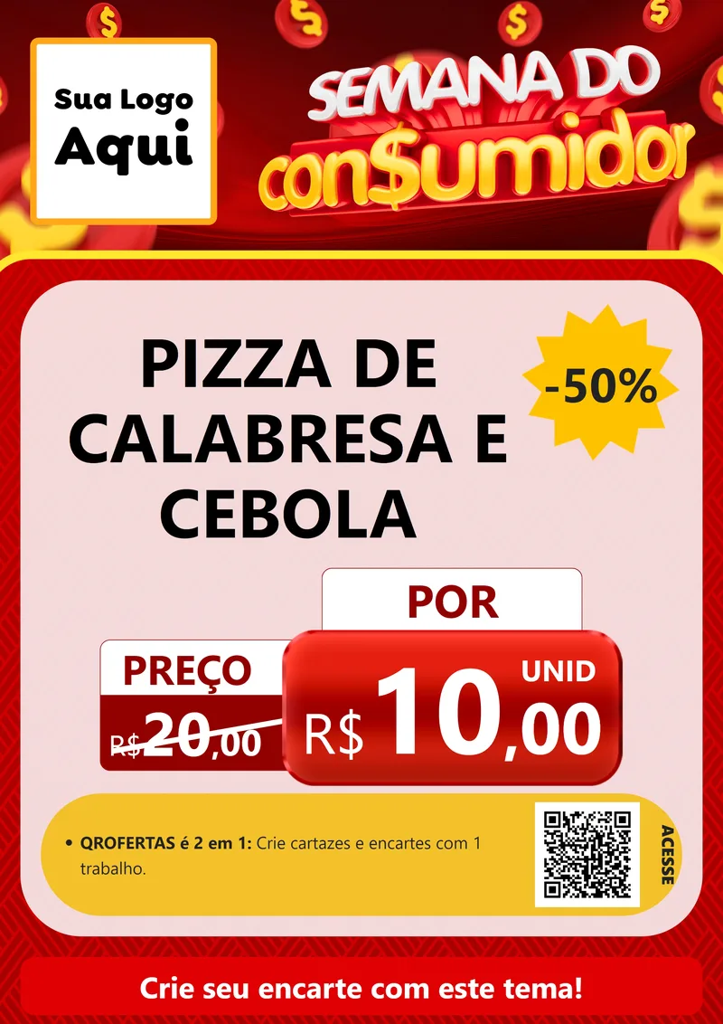Modelo de Cartaz para Cartaz A4 Vertical com o tema Semana do Consumidor para Pizzaria