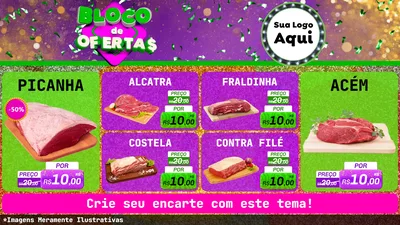 Modelo de TV para TV Horizontal com o tema Bloco de Ofertas para Açougue