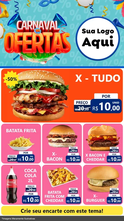 Modelo de Rede Social para Stories com o tema Carnaval de Ofertas para Hamburgueria