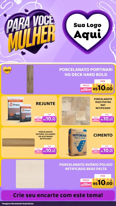 Modelo de TV para TV Vertical com o tema Para Você, Mulher para Pisos e revestimentos