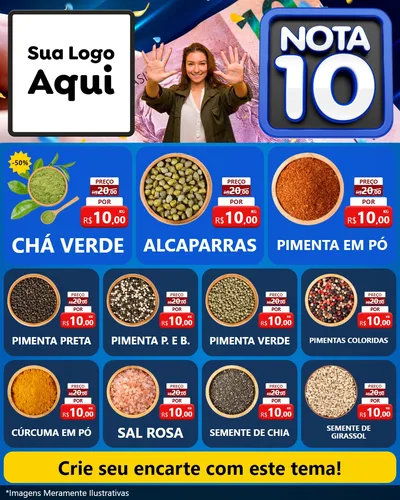 Modelo de Rede Social para Feed Instagram com o tema Nota 10 para Produtos Naturais