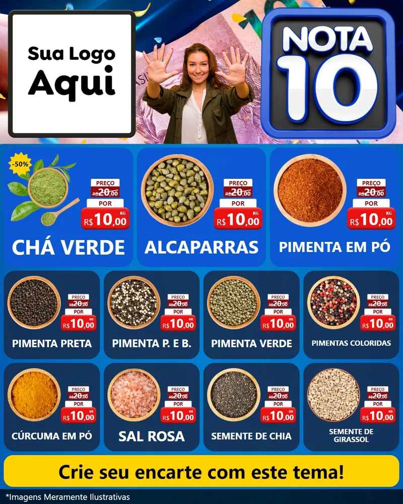 Modelo de Rede Social para Feed Instagram com o tema Nota 10 para Produtos Naturais