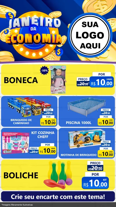 Modelo de TV para TV Vertical com o tema Janeiro da Economia para Brinquedos