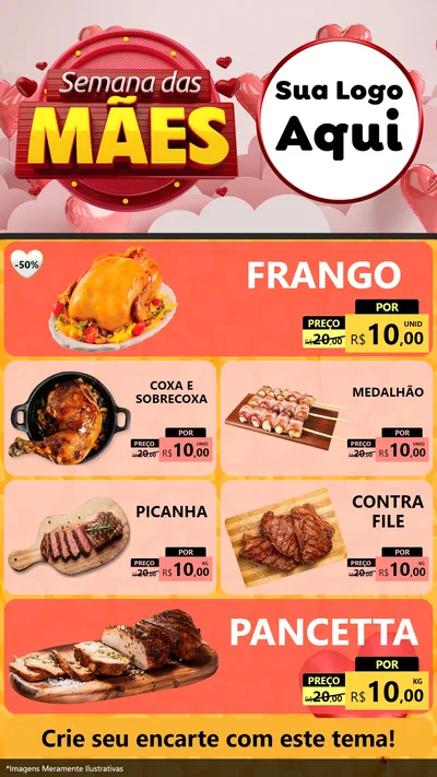 Modelo de TV para TV Vertical com o tema Semana das Mães para Assados