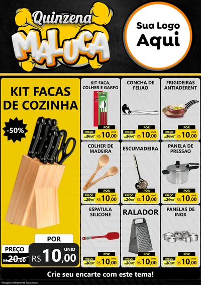 Modelo de Encarte para Encarte A4 Vertical com o tema Quinzena Maluca para Utilidades Domésticas