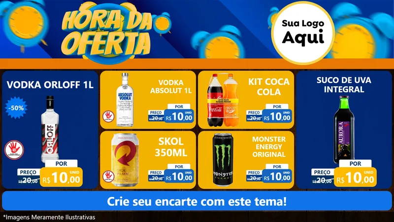 Modelo de TV para TV Horizontal com o tema Hora da Oferta para Distribuidora de bebidas