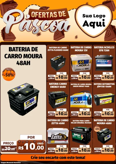 Modelo de Encarte para Encarte A4 Vertical com o tema Ofertas de Páscoa para Baterias Elétricas