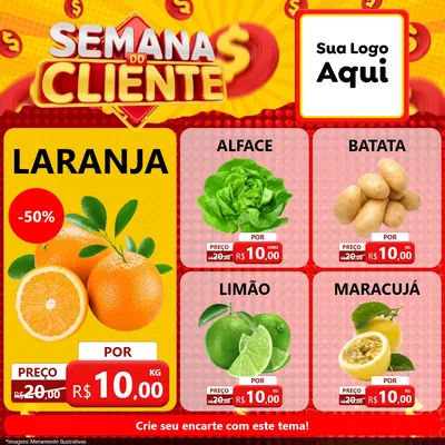 Modelo de Rede Social para Feed Facebook com o tema Semana do Cliente para Hortifrúti