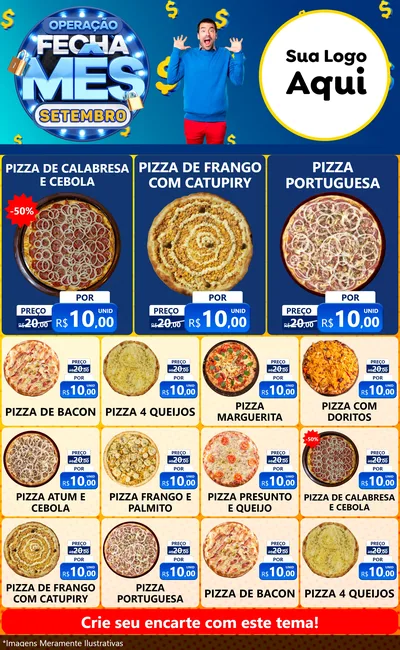 Modelo de Encarte para Encarte Grande com o tema Operação Fecha Mês Setembro para Pizzaria