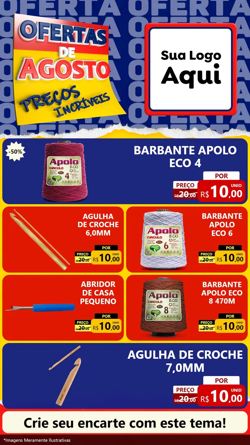 Modelo de TV para TV Vertical com o tema Ofertas de Agosto - Preços Incríveis para Armarinho e Aviamentos