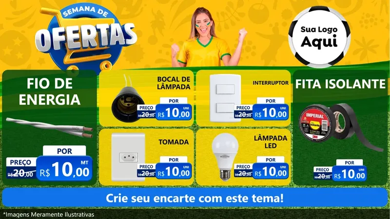 Modelo de TV para TV Horizontal com o tema Semana de Ofertas - Copa para Materiais Elétricos