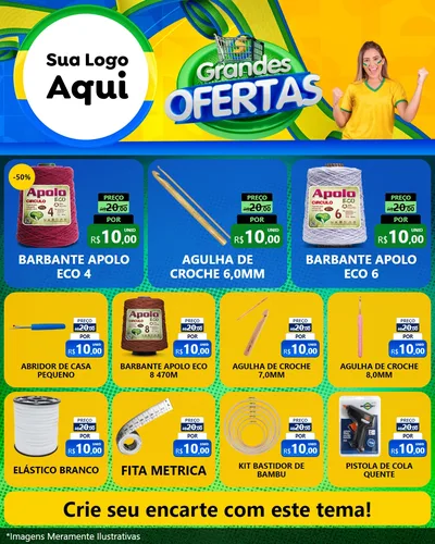 Modelo de Rede Social para Feed Instagram com o tema Grandes Ofertas para Armarinho e Aviamentos