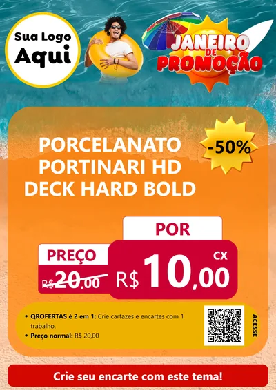 Modelo de Cartaz para Cartaz A4 Vertical com o tema Janeiro de Promoção para Pisos e revestimentos