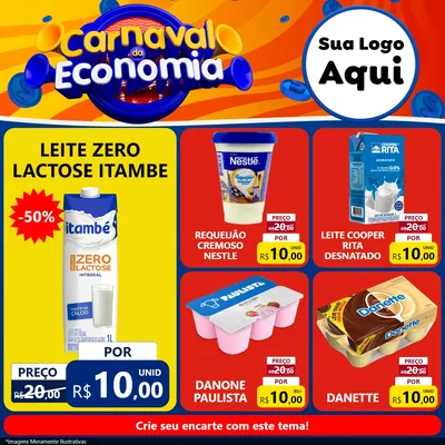 Modelo de Rede Social para Feed Facebook com o tema Carnaval da Economia para Frios e Laticínios