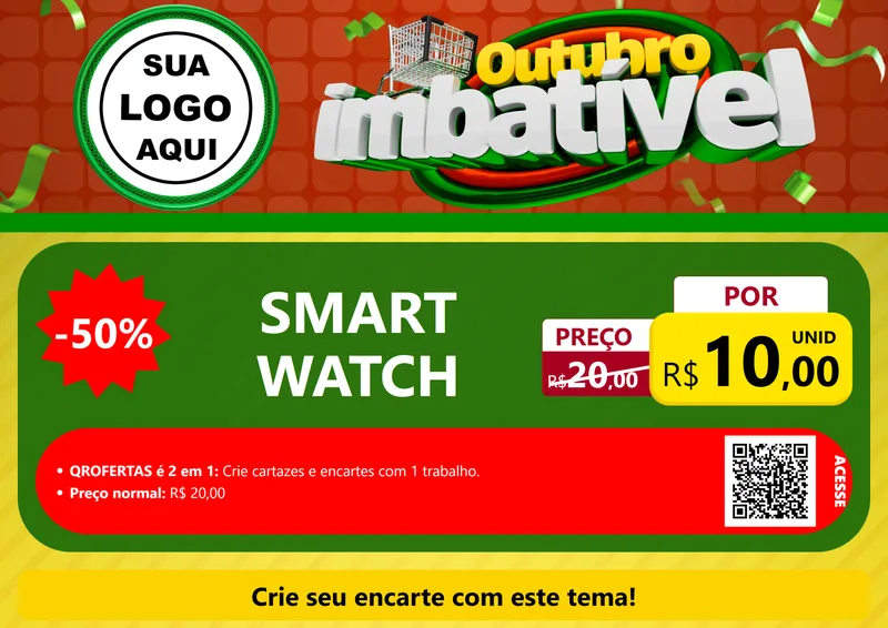 Modelo de Cartaz para Cartaz A4 Horizontal com o tema Outubro Imbatível para Informática
