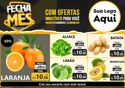 Modelo de Encarte para Encarte A4 Horizontal com o tema Fecha Mês para Hortifrúti