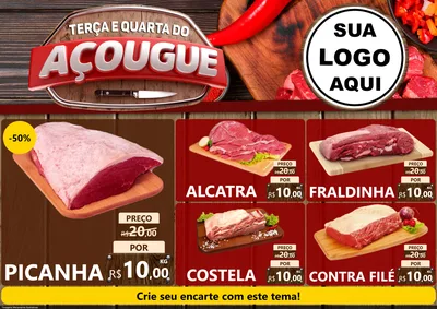 Modelo de Encarte para Encarte A4 Horizontal com o tema Terça e Quarta do Açougue para Açougue