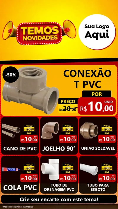 Modelo de Rede Social para Stories com o tema Temos Novidades para Tubos e conexões