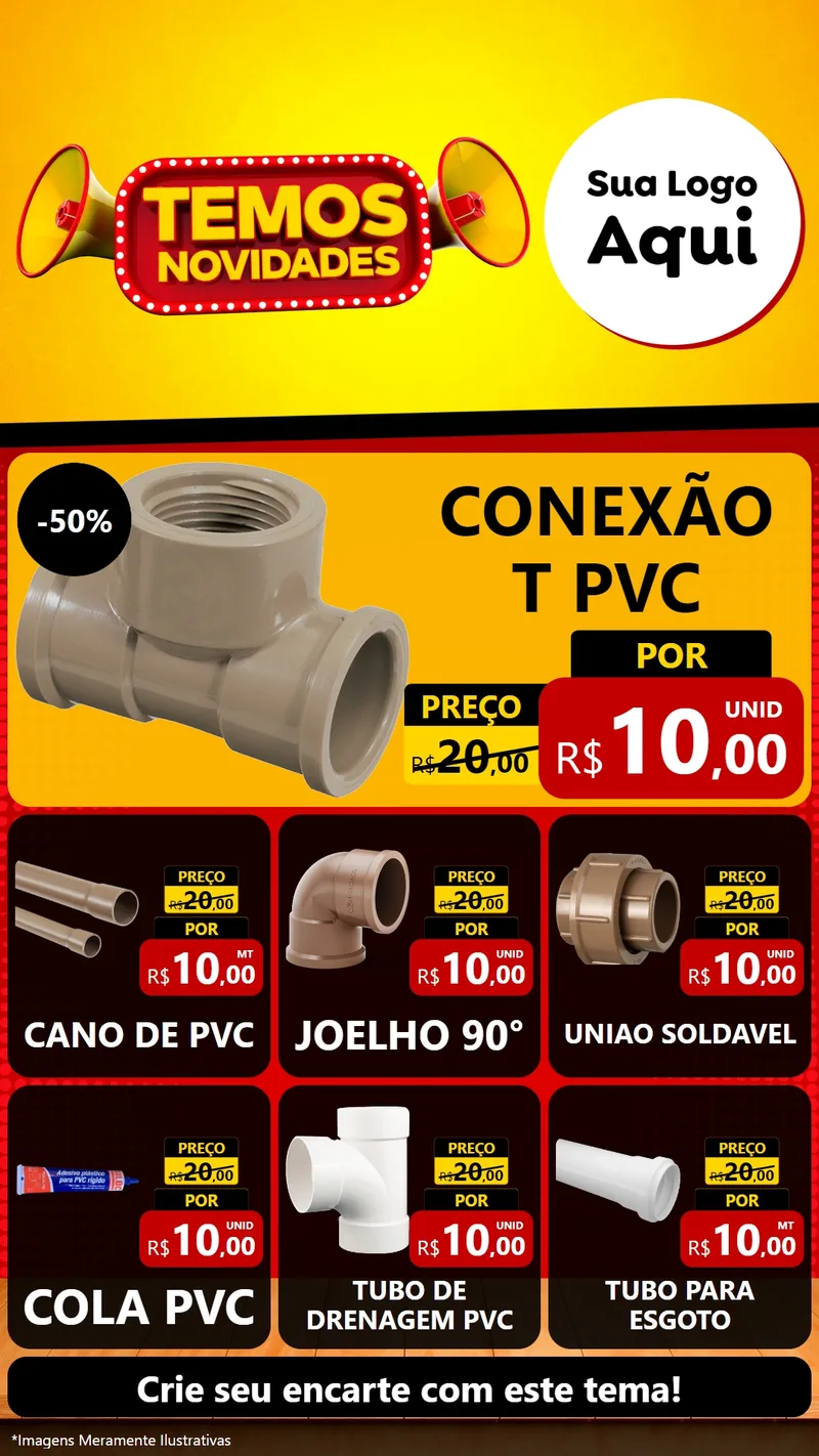Modelo de Rede Social para Stories com o tema Temos Novidades para Tubos e conexões
