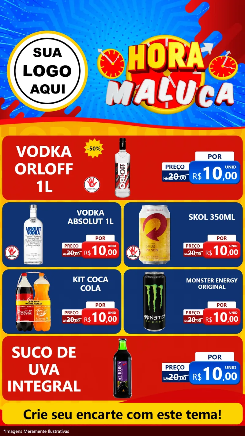 Modelo de TV para TV Vertical com o tema Hora Maluca para Distribuidora de bebidas