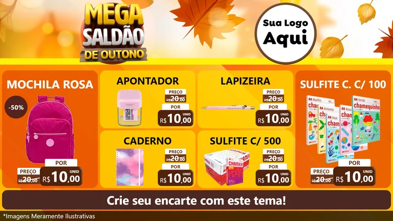 Modelo de TV para TV Horizontal com o tema Mega Saldão de Outono para Papelaria