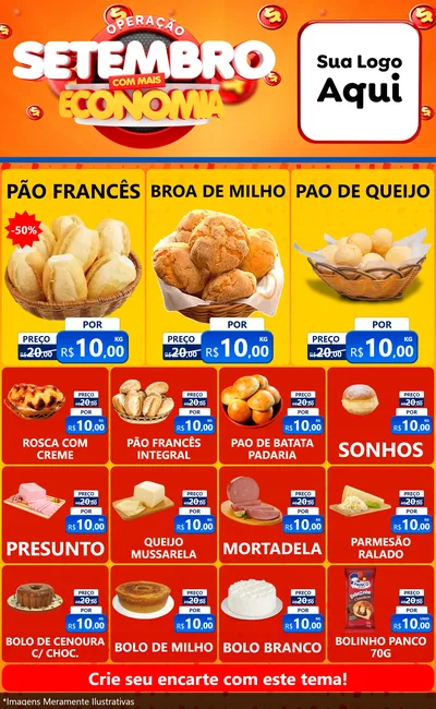 Modelo de Encarte para Encarte Grande com o tema Operação Setembro Com Muita Economia para Padaria