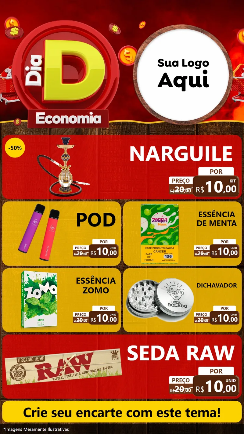 Modelo de TV para TV Vertical com o tema Dia D Economia para Tabacaria