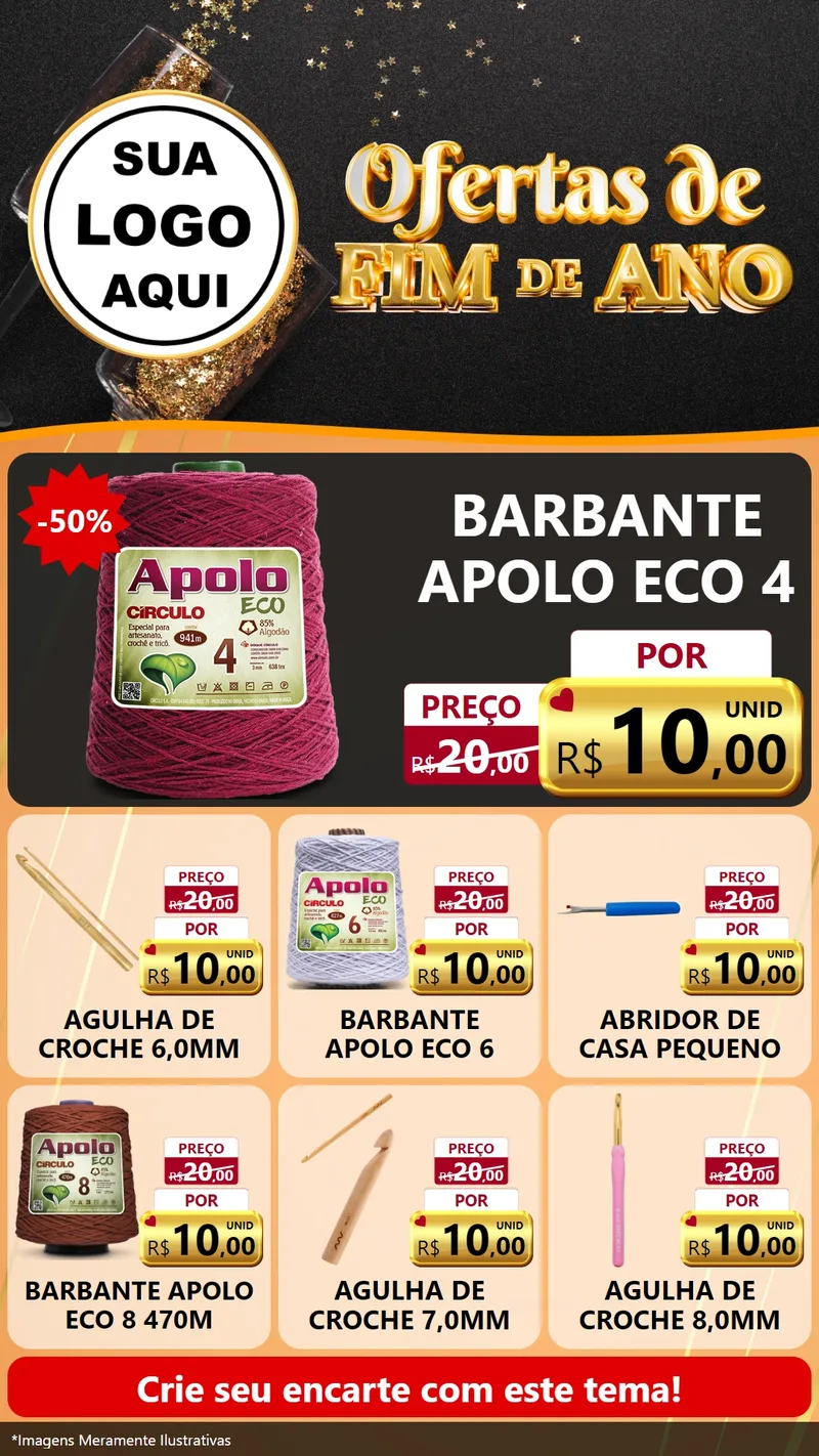 Modelo de Rede Social para Stories com o tema Ofertas de Fim de Ano para Armarinho e Aviamentos
