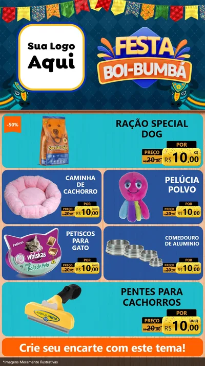 Modelo de TV para TV Vertical com o tema Festa Boi Bumbá para Pet Shop