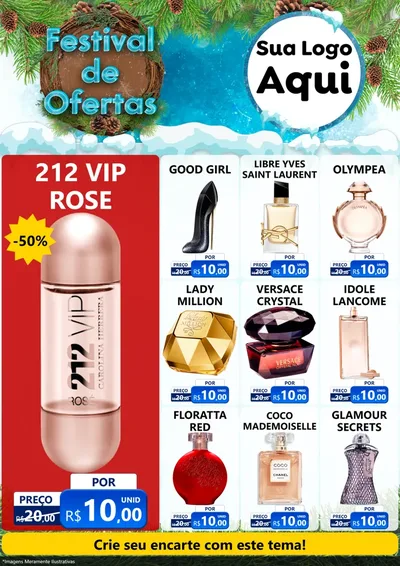 Modelo de Encarte para Encarte A4 Vertical com o tema Festival de Ofertas - Inverno para Perfumes