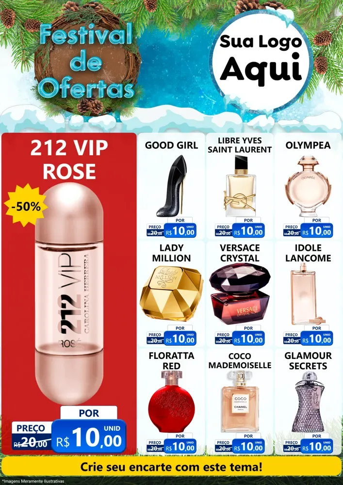 Modelo de Encarte para Encarte A4 Vertical com o tema Festival de Ofertas - Inverno para Perfumes