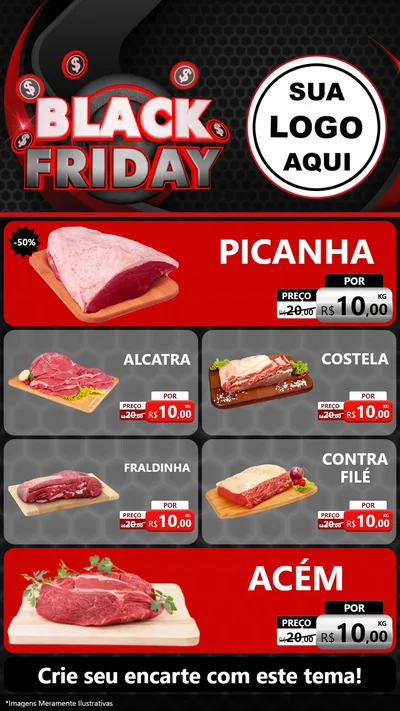 Modelo de TV para TV Vertical com o tema Black Friday para Açougue