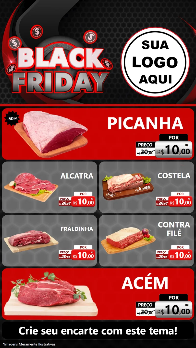 Modelo de TV para TV Vertical com o tema Black Friday para Açougue